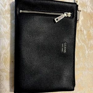 Black clutch with gold accents approx 12” by 6” in good working condition